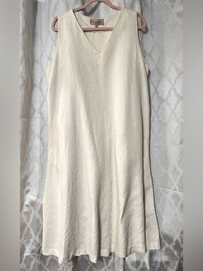 Philosophy Linen V-Neck Midi Dress Size XL